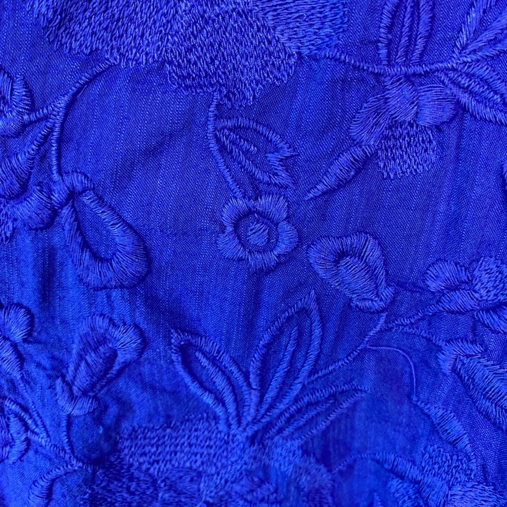 Gap Womens Royal Blue Embroidered Boho Tassel Peplum Blouse Top Size M - Picture 6 of 12